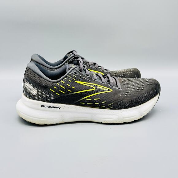Brooks Shoes Womens 7 Gray Yellow Glycerin 20 Cushioned Athletic Running Sneaker - Picture 1 of 10